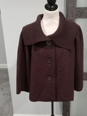 Sandro Sportswear 100% Boiled Wool 3 Button 3/4 Sleeve Peacoat Size L NWT